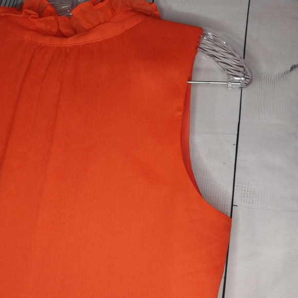 J.Crew Naomi Top Orange Lined Silk Sleeveless Ruffle Neck Blouse - Picture 14 of 14